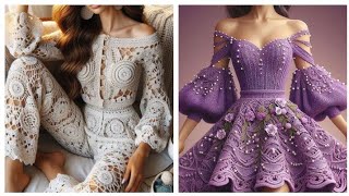 Beautiful Girls Woolen Dress Design  Dress Design crochet fashion dress knitted [upl. by Ekusoyr]