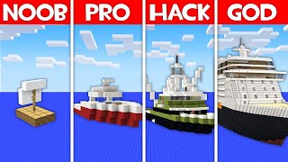 Minecraft Battle BOAT HOUSE BUILD CHALLENGE  NOOB vs PRO vs HACKER vs GOD in Minecraft [upl. by Figueroa]