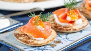 How to Make Blinis Russian Blinis Recipe  Buckwheat Blini Recipe with Smoked Salmon [upl. by Pond]