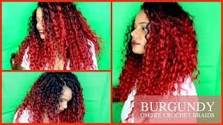 Crochet Braids ll Trendy Tresses River curls ll Burgundy Ombre [upl. by Abehs]