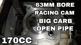 Kawasaki KLX 150 170cc engine upgrade  63mm bore Racing Cam [upl. by Nivrehs]