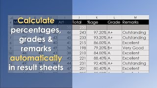 Auto calculate percentage grade and remarks in result [upl. by Einiar575]