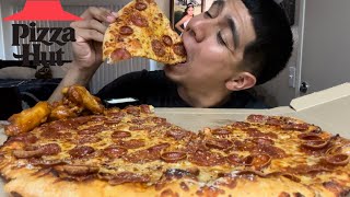 Pizza Hut Big New Yorker Pizza  Hot Wings Mukbang [upl. by Nnaegroeg223]