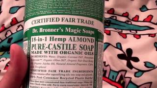 Dr Bronners castile magic soap 18in1 Hemp PureCastile Soap Almond REVIEW [upl. by Sitto]