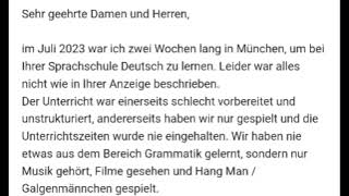 Sprachschule Beschwerde Sprachschule Anzeige Unterricht Bereich Grammatik learngerman deuts [upl. by Ahsaya]