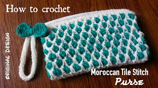 How to Crochet the Moroccan Tile Stitch Purse [upl. by Leff302]