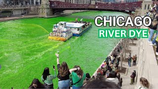 CHICAGO River Dyed Green For 🍀 St Patricks Day 2024 Weekend on SaturdayMarch 16 2024 4k 60fps [upl. by Lady]