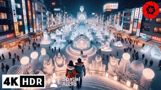 Exploring Japan’s Largest Snow Festival Night Walk  4K HDR [upl. by Elocaj]