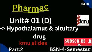 Hypothalamus and pituitary drug urdu part2D unit01 pharmall coming lecture pashto inshallah [upl. by Mailand473]