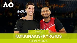 Mens Doubles Ceremony  KokkinakisKyrgios v EbdenPurcell F  Australian Open 2022 [upl. by Sheelah]