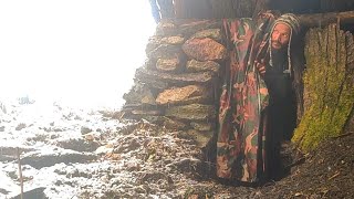 Part 2 Tarp Camping in the Snow bushcraft camp camping survival shelter wildlife outdoors [upl. by Cramer247]