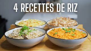 4 DELICIEUSES RECETTES DE RIZ POUR ACCOMPAGNER VOS PLATS  facile et rapide [upl. by Norramic]