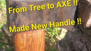 Axe Handle Made and installed from a Standing Dead Ash Tree Re Hafting Old Axe [upl. by Atiuqad720]