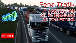 BENZİNLİKTE KAFA KAFAYA  ETS 2 MODLU  22000 KG PETROL 2500 KM AMSTERDAMST PETERSBURG ets2 [upl. by Zorana]