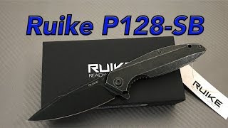 Ruike P128SB steel blackwash framelock flipper Knife [upl. by Hauhsoj]