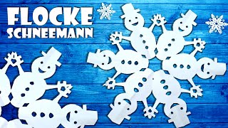 Schneemann Schneeflocke aus Papier basteln  paper snowman snowflake Winter DIY 4K [upl. by Toma]