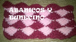 COMO TEJER PUNTADA FANTASÍA A CROCHET ABANICOS Y TUNECINOTUTORIALPASO A PASO  Labores Angélika [upl. by Duwad]