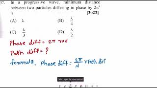 37 In a progressive wave minimum distance between two particles differing in phase by 2π rad is [upl. by Imaj]