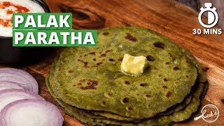 Palak Paratha Recipe  How to Make Punjabi Palak Paratha  Cookd [upl. by Emmit]