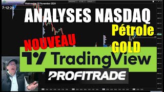 Analyse Nasdaq Gold Petrole Mercredi 20 Novembre Nouveau TradingView sur Profitrade [upl. by Niemad411]