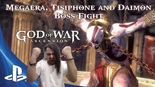 Megaera Tisiphone and Daimon Boss Fight  God of War Ascension [upl. by Oznecniv]