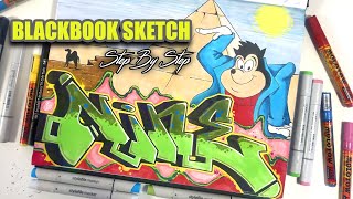 Full Page Graffiti Sketchbook With Character And Background  PLUS Studio Set up Tips [upl. by Damiano]