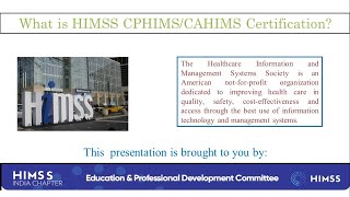 What is HIMSS CPHIMSCAHIMS Certification [upl. by Ueik823]