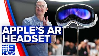 Apple launches augmented reality headset Apple Vision Pro  9 News Australia [upl. by Essilem]