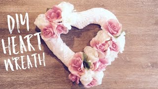 How to make a Heart Wreath tutorial  ONLY 5  Dollar Tree DIY ideas [upl. by Jabez]