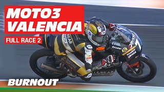 Moto3 Junior World Championship  FULL RACE 2  Circuit Ricardo Tormo  BURNOUT [upl. by Aruasor]