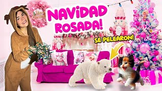 ARMANDO una NAVIDAD TODA ROSA💗 Mi GATITA se pelea con UN OSO POLAR🐻‍❄️ falso😱  Ani Cat😻 [upl. by Claud608]