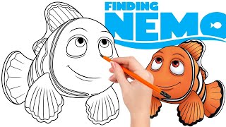 How to draw Marlin a clownfish who lives inside a sea anemone  Finding Nemo [upl. by Zendah]