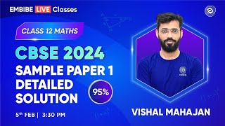 CBSE Sample Paper Solution 2024  CBSE Sample Paper Class 12 Maths  Board Exam 2024 I Vishal Sir [upl. by Acul]