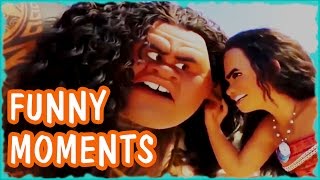 MOANA and MAUI FUNNY MOMENTS  Disney Family Movie [upl. by Giwdul]