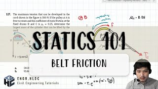 CE Board Exam Review Statics  Belt Friction [upl. by Schnabel]