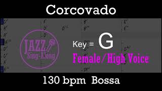 Corcovado  with Intro  Lyrics in G Female  Jazz SingAlong [upl. by Nwahsyd]