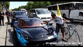 Arabs Blue Chrome Ferrari F458 Spider in Paris [upl. by Alan]