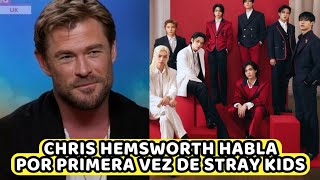 EL ACTOR CHRIS HEMSWORTH HABLA SOBRE STRAY KIDS Y SOBRE CARGARLOS EN LA MET GALA 2024 [upl. by Laehpar]