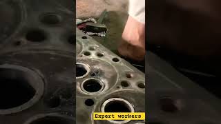 Cracked Leak Cylinder head repairs by expert workers technician short video viral tarnding [upl. by Flannery139]