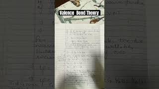 Valence Bond Theory  chemistrynotes valencebondtheory bscnotes trendingshorts [upl. by Rumit]