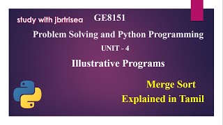 MERGE SORT  Unit 4 Explained in Tamil and English [upl. by Mord]