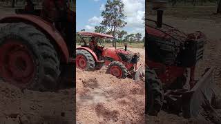 VS1281 KubotaM6040 tractor plowing [upl. by Lotty]