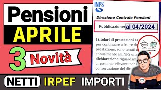 PENSIONI APRILE 2024 ➡ NOVITà E ANTEPRIMA IMPORTI CEDOLINI ARRIVATI PER CHI IRPEF AUMENTI CONGUAGLI [upl. by Ggerc]