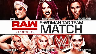 Sasha Banks Bayley amp James Vs Alexa Bliss Mandy Rose amp Deville  WWE Raw 19022018 En Español [upl. by Soiritos]