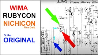 Amplifier Signal Path Capacitor Recapping Which Cap Is Best Nichicon Rubycon WIMA Sansui au217 [upl. by Jarred263]