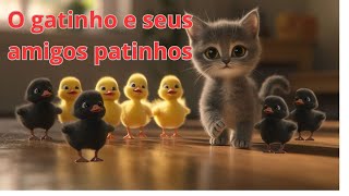 Um Gatinho Fofo Levando Seus 8 Amiguinhos Patinhos para Nadar no Lago [upl. by Naujtna]