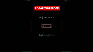 Quotient Rule Proof  Logarithm for 9th Grade maths log [upl. by Aceissej]