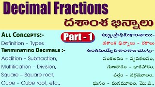 Decimal Fractions Part  1 దశాంశ భిన్నాలు I All Concepts related to terminating decimals I Ramesh [upl. by Esorbma866]