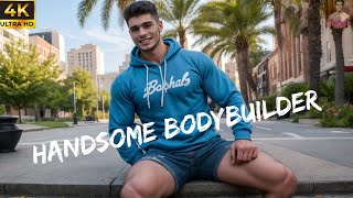 4K Handsome Bodybuilder  Hoodie lookbook [upl. by Annel353]