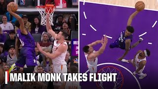 LOOK OUT FOR MALIK MONK 😱 Massive dunk over Drew Eubanks  NBA on ESPN [upl. by Burrus]